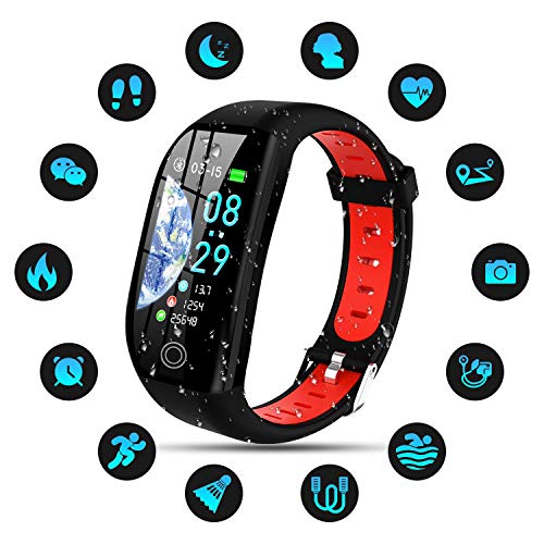 Tipmant Pulsera de Actividad, Reloj Inteligente Smartwatch Impermeable IP68 Pulsera Inteligentes con Pulsómetro Podómetro Calorías Pulsera Deporte para Android y iOS para Hombre Mujer Niños (Rojo)