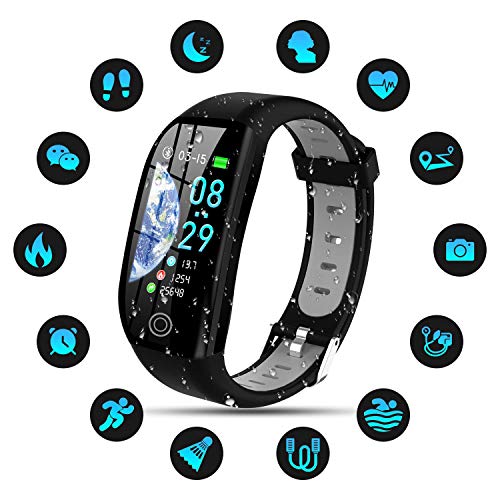 Tipmant Pulsera de Actividad, Reloj Inteligente Smartwatch Impermeable IP68 Pulsera Inteligentes con Pulsómetro Podómetro Calorías Pulsera Deporte para Android y iOS para Hombre Mujer Niños (Negro)