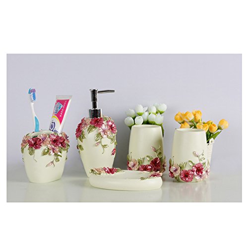 Tipo duro tiburones resina 5 piezas Accesorios de baño Set Dispensador de jabón/cepillo de dientes titular/vaso/plato de jabón