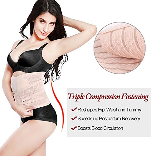 Tirain Faja Postparto Reductora para Mujer Cinturon despues de Embarazo recuperación Abdominal Lumbar Apoyo corses (L, Beige)