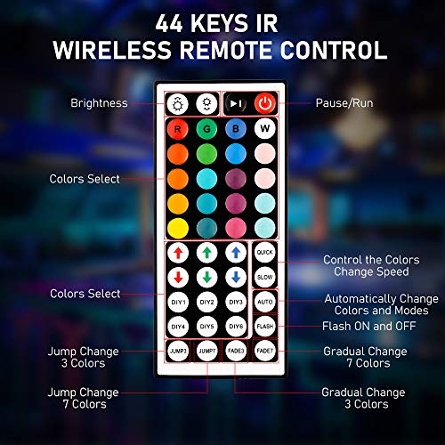 Tiras LED 10M, Tiras LED Musical 5050 SMD, Tiras de Luces LED Iluminación con 300 LEDS, Tiras LED de Luces Kit con Control Remoto de 44 Teclas IR, IP65 Tira LED para Decoración Hogar, Jardín, Navidad