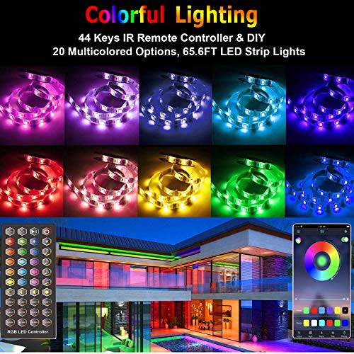 Tiras LED 15M, Tira de luz LED Bluetooth 5050 RGB 450 LEDs Cambio de Color de Sincronización de Música, Controlado por 44 teclas RF Remote & App Inteligente, para Bar Party Decoración del hogar (3X5M)