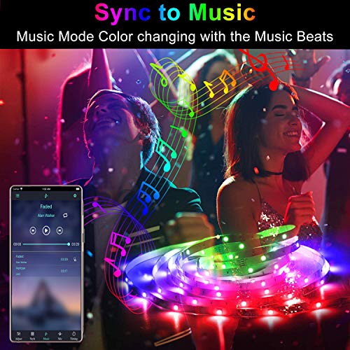 Tiras LED 15M, Tira de luz LED Bluetooth 5050 RGB 450 LEDs Cambio de Color de Sincronización de Música, Controlado por 44 teclas RF Remote & App Inteligente, para Bar Party Decoración del hogar (3X5M)