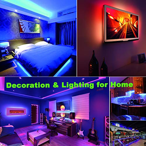 Tiras LED 5M RGB,Tiras de Luces LED Azhien RGB de 5m con Control Remoto,Tiras de Luz LED con 16 Cambios de Color y 4 Modos para el Hogar,Dormitorio,TV,Decoración de Gabinetes,Fiesta,12V