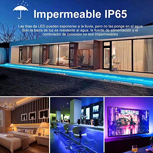 Tiras LED RGB 10m, AUELEK 2x5m Tiras LED 12V 300 LEDs 5050 Tira LED con Impermeable IP65/ DIY Color Modos/Cortable/Control Remoto de 44 Botones para Techo, Jardín, Casa, Bar, Fiesta, Navidad, Bodas