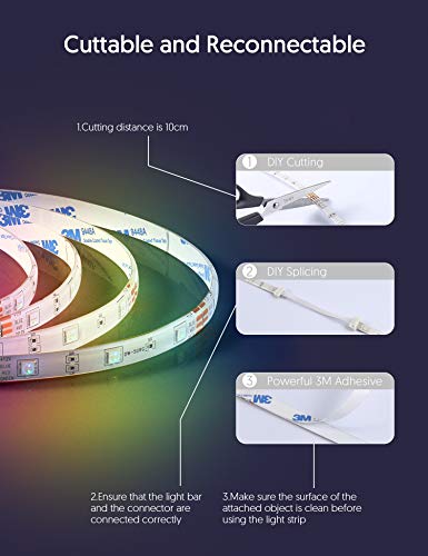 Tiras LED RGB de 10M, kit de 2 tiras marca TECKIN a prueba de agua con control remoto, ideal para TV, decoración de luces LED para el hogar, la cocina, la Navidad, etc., RGB 5050 con 16 colores.