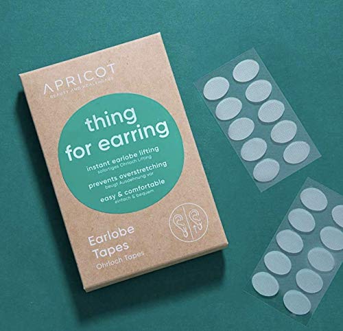 Tiras para las perforaciones de las orejas APRICOT, para disimular los lóbulos estirados y las perforaciones desgarradas. ¡Protección invisible de las perforaciones en la oreja!