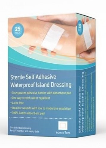 Tiritas estériles autoadhesivas resistentes al agua, sin látex, con borde transparente y almohadilla absorbente 100% algodón, 25 unidades
