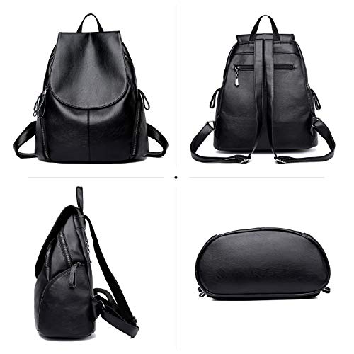 Tisdaini® Bolso mochila mujer Tendencia Suave Cuero de PU Juventud Casual Mochilas Negro