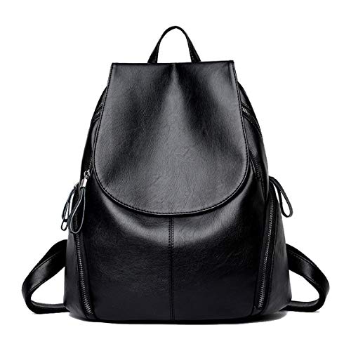 Tisdaini® Bolso mochila mujer Tendencia Suave Cuero de PU Juventud Casual Mochilas Negro