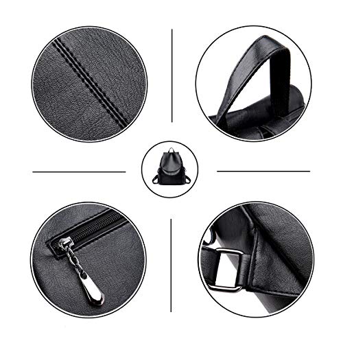 Tisdaini® Bolso mochila mujer Tendencia Suave Cuero de PU Juventud Casual Mochilas Negro