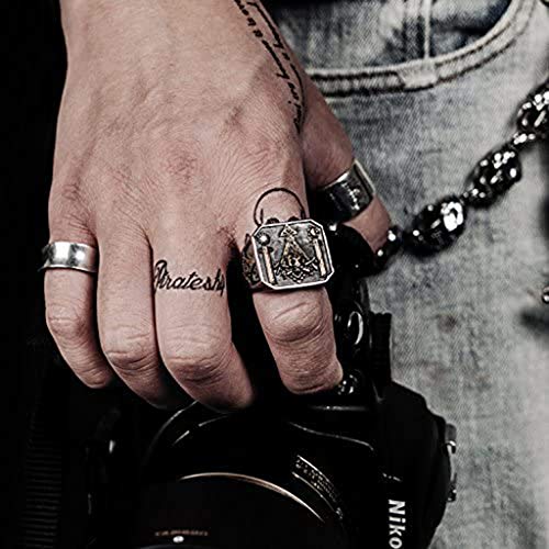 Titan Masonic Illuminati - Anillo para hombre, diseño de calavera, color oro rosa moderno 54(17.2) Color