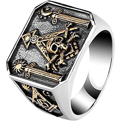 Titan Masonic Illuminati - Anillo para hombre, diseño de calavera, color oro rosa moderno 54(17.2) Color