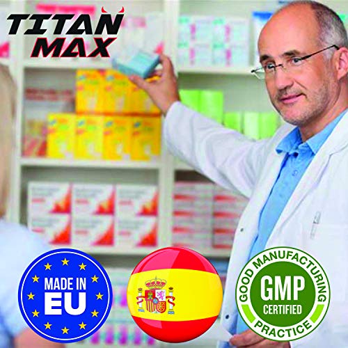 Titan Max [10 tabletas extrafuertes] | Potenciador de energía natural | Taurina 150 MG, Guaraná, L-Arginina, Zinc | Seguro y certificado