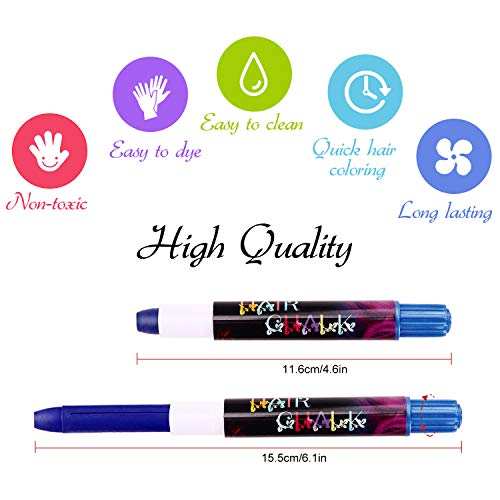 Tiza de Pelo,10 colores Coloración Temporal Cabello, Dont have Tóxico Lavables Cabello Tiza Set, Niñas Regalos para DIY Fiesta y Cosplay