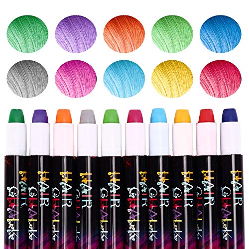 Tiza de Pelo,10 colores Coloración Temporal Cabello, Dont have Tóxico Lavables Cabello Tiza Set, Niñas Regalos para DIY Fiesta y Cosplay