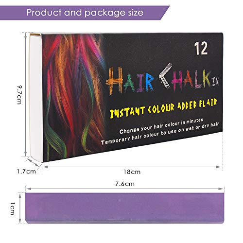 Tiza para el pelo,12 colores temporales de cabello,perfectos para fiestas, Halloween, disfraces, festivales, Cosplay y más,Para cualquier tipo de cabello