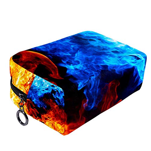 TIZORAX - Bolsa de maquillaje para mujer, diseño de llamas, color rojo, amarillo, azul, ahumado, bolsa de maquillaje, bolsa de maquillaje, bolsa con cremallera