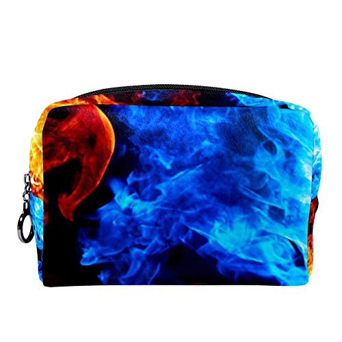 TIZORAX - Bolsa de maquillaje para mujer, diseño de llamas, color rojo, amarillo, azul, ahumado, bolsa de maquillaje, bolsa de maquillaje, bolsa con cremallera