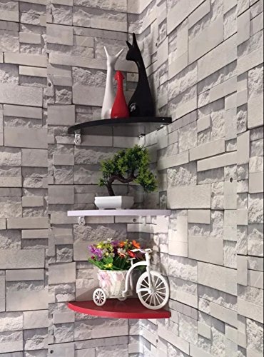 TJLMCORP- Papel pintado impermeable autoadhesivo, diseño de ladrillo blanco, gris, 45 cm x 3 metros, 17 pulgadas x 118 pulgadas