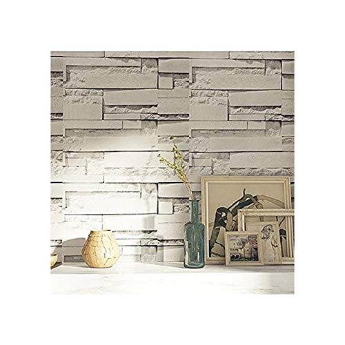 TJLMCORP- Papel pintado impermeable autoadhesivo, diseño de ladrillo blanco, gris, 45 cm x 3 metros, 17 pulgadas x 118 pulgadas