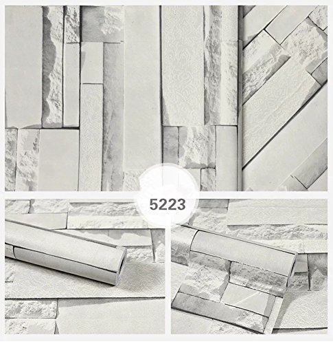 TJLMCORP- Papel pintado impermeable autoadhesivo, diseño de ladrillo blanco, gris, 45 cm x 3 metros, 17 pulgadas x 118 pulgadas