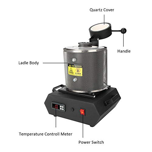 TMISHION Horno de fusión de Oro, 1KG / 2KG Horno de fusión eléctrico Fundición de Cobre y Plata de Oro, fundición Refinación de Metales Preciosos Joyas de Oro, Plata, Cobre y Aluminio, 110V (1KG)