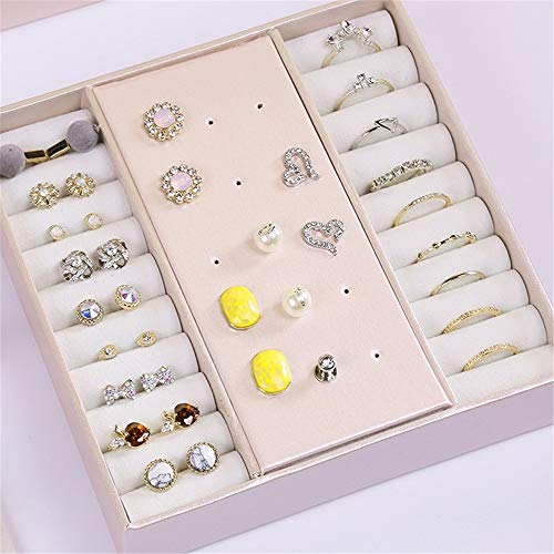 TnSok Caja de Joyas Pendiente Caja de Almacenamiento Organizador Pantalla Compartimentos Collar de la Pulsera de la joyería Divisor Acabado de Joyas (Color : Pink, Size : 24X17.5X11.5CM)