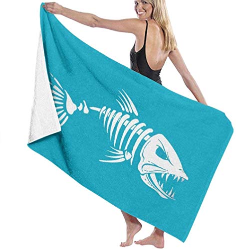 Toalla De Playa Bones Fish Suave Y Divertido para Nadar Toalla De Baño De Microfibra para Hombres Y Mujeres Toalla Liviana Y De Secado Rápido para Viajes, Campamentos, Gimnasio, Playa, Yoga