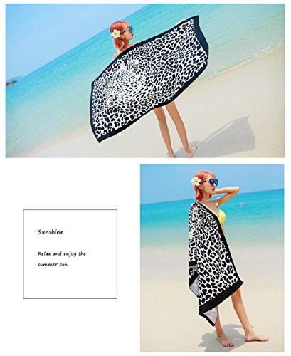 Toalla De Playa Grande Para Mujer Hombre XXL 100x180cm Microfibra Negra Leopardo Toalla De Baño Ideal Para La Playa Piscina o Ducha Yoga