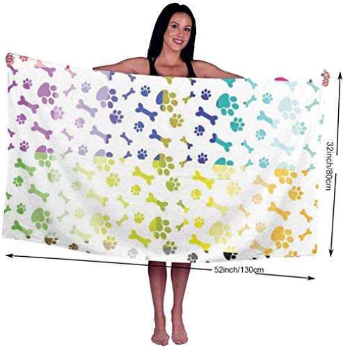 Toalla De Playa Paws and Bones Suave Y Divertido para Nadar Toalla De Baño De Microfibra para Hombres Y Mujeres Toalla Liviana Y De Secado Rápido para Viajes, Campamentos, Gimnasio, Playa, Yoga