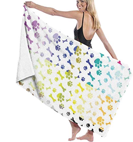 Toalla De Playa Paws and Bones Suave Y Divertido para Nadar Toalla De Baño De Microfibra para Hombres Y Mujeres Toalla Liviana Y De Secado Rápido para Viajes, Campamentos, Gimnasio, Playa, Yoga