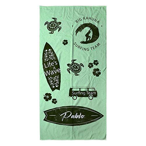 Toalla Playa Personalizada con Nombre o Texto. Regalo Infantil Toalla niño y niña. Piscina Playa Camping. Varios Diseños y Tamaños. Surf