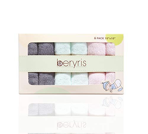 Toallas de Bambú para Bebés (Paquete de 6) Toallas de Mano Muy Suaves y Absorbentes| Suaves en Pieles Sensibles para Bebés, Niños Pequeños | Antibacterianas, Hipoalergénicas Naturalment