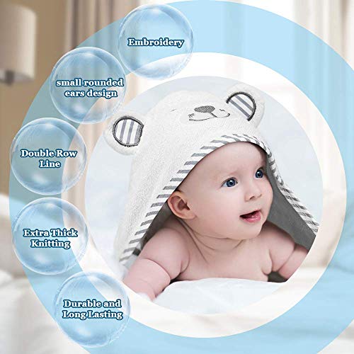 Toallas de Baño para Bebe Eccomum Toallas Bebe con Capucha, con 2 Toallita, Diseño de Oso, 100% Bambú, 90 x 90, Grande, Suave y Confortable, Extra Absorbente, Regalo Perfecto para Niños y Niñas