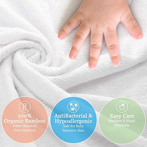 Toallas de Baño para Bebe Eccomum Toallas Bebe con Capucha, con 2 Toallita, Diseño de Oso, 100% Bambú, 90 x 90, Grande, Suave y Confortable, Extra Absorbente, Regalo Perfecto para Niños y Niñas
