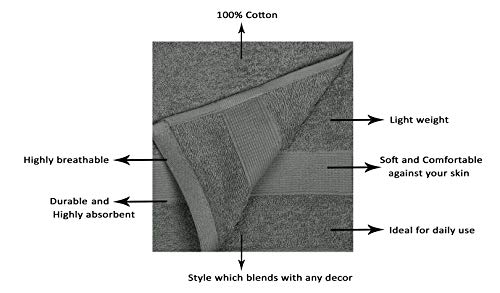 Toallas de mano - Paquete combinado gris Toallas de mano Juego de secado rápido Toallas de baño de algodón resistentes a la decoloración Juego de 4 toallas de baño para hoteles Spa Salon Soft Pure