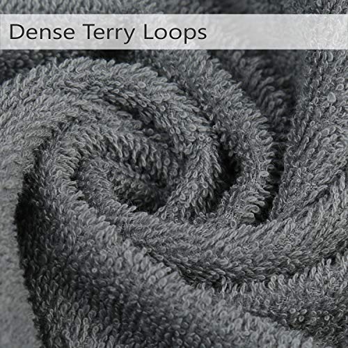 Toallas de mano - Paquete combinado gris Toallas de mano Juego de secado rápido Toallas de baño de algodón resistentes a la decoloración Juego de 4 toallas de baño para hoteles Spa Salon Soft Pure