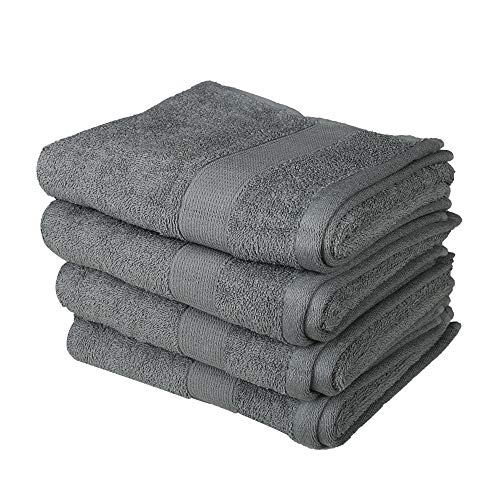 Toallas de mano - Paquete combinado gris Toallas de mano Juego de secado rápido Toallas de baño de algodón resistentes a la decoloración Juego de 4 toallas de baño para hoteles Spa Salon Soft Pure
