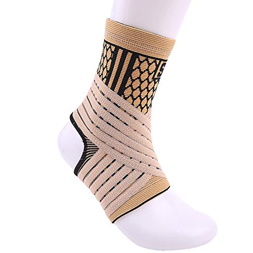 Tobillo ProteccióN 2pcs de color crema-alta vendaje elástico de compresión de tejer Deportes Baloncesto Fútbol protector del tobillo apoyo de la ayuda de la Guardia ( Color : Beige , Size : 2PCS )