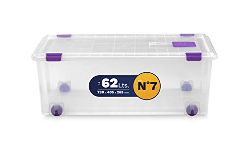 TODO HOGAR - Caja Plástico Almacenaje Grandes Multiusos con Ruedas - Medidas 730 x 405 x 265 - Capacidad de 62 litros (2)