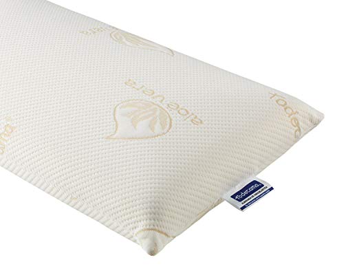Todocama - Almohada viscoelástica, Antiácaros y Antibacterias. Núcleo Compacto. Doble Funda con Cremallera. Tejido Aloe Vera. Termorregulable adaptabilidad al Cuello. (70 cm)