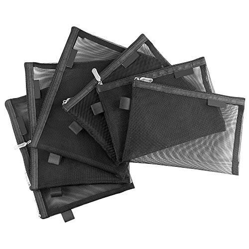 Tofinder Bolsas de cosméticos transparentes Bolsas de malla de maquillaje con cremallera Estuche para lápices Estuche de viaje Conjunto de estuches de almacenamiento ((6A + 5A)*3 negro)