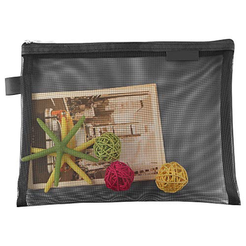 Tofinder Bolsas de cosméticos transparentes Bolsas de malla de maquillaje con cremallera Estuche para lápices Estuche de viaje Conjunto de estuches de almacenamiento ((6A + 5A)*3 negro)