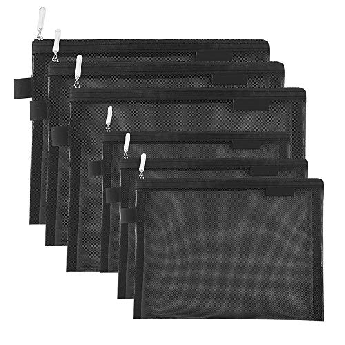 Tofinder Bolsas de cosméticos transparentes Bolsas de malla de maquillaje con cremallera Estuche para lápices Estuche de viaje Conjunto de estuches de almacenamiento ((6A + 5A)*3 negro)