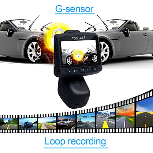 TOGUARD Cámara de Coche GPS WiFi Grande Ángulo de 170° Dash Cam Full HD 1080P, Dashcam Coche con Objetivo Ajustable Pantalla 2.45 Pulgadas IPS LCD, Grabación en bucle,Detección de Movimiento, Monitor