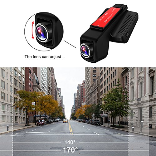 TOGUARD Cámara de Coche GPS WiFi Grande Ángulo de 170° Dash Cam Full HD 1080P, Dashcam Coche con Objetivo Ajustable Pantalla 2.45 Pulgadas IPS LCD, Grabación en bucle,Detección de Movimiento, Monitor