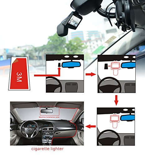 TOGUARD Cámara de Coche GPS WiFi Grande Ángulo de 170° Dash Cam Full HD 1080P, Dashcam Coche con Objetivo Ajustable Pantalla 2.45 Pulgadas IPS LCD, Grabación en bucle,Detección de Movimiento, Monitor