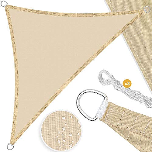 Toldo Protección Solar Protección Contra El Viento 100% Poliéster Repelente Al Agua Y Al Viento Triángulo Estable 5X7X7M Sombras De Sombra Jardín Balcón Terraza Arena-Los 5X7X7M_Crema