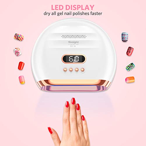 tomight Lámpara Secador de Uñas LED/UV Gel Esmalte de Uñas Curado Luz Máquina de 72W, Modos con Sensor Automático y Pantalla LCD Para Manicura y Pedicure